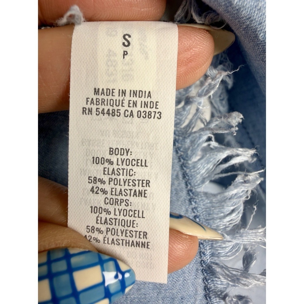 Aerie Smocked Tiered Fringe Ruffle Chambray Denim Mini Skirt Women's Size Small - Picture 5 of 8